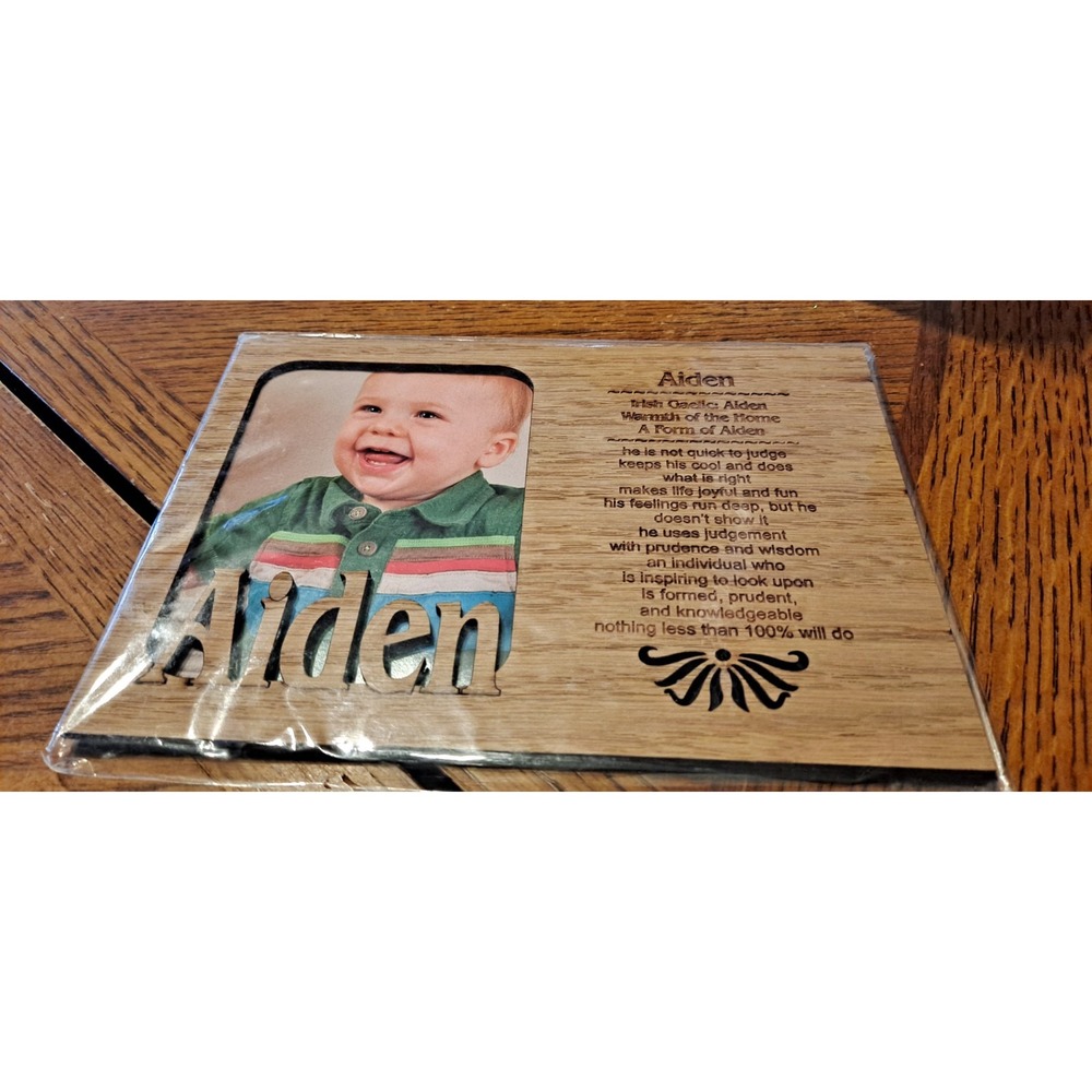 AIDEN Personalized Engraved 5"X7" Wood Matte‎ Photo/Magnet Frame Meaning of Name